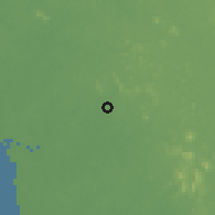 Shaded relief of the 60 km around Rotifunk, drawn from the GMTED2010 grid