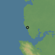 Shaded relief of the 60 km around Tintanfore, drawn from the GMTED2010 grid