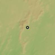 Shaded relief of the 60 km around Tombo, drawn from the GMTED2010 grid