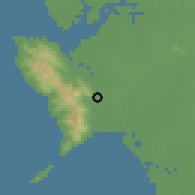 Shaded relief of the 60 km around Waterloo, drawn from the GMTED2010 grid