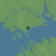 Shaded relief of the 60 km around Singapore, drawn from the GMTED2010 grid