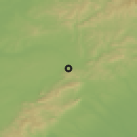 Shaded relief of the 50 km around Cerová, drawn from the GMTED2010 grid