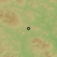 Shaded relief of the 50 km around Demjata, drawn from the GMTED2010 grid