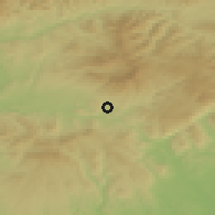 Shaded relief of the 50 km around Detva, drawn from the GMTED2010 grid