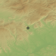 Shaded relief of the 50 km around Divín, drawn from the GMTED2010 grid
