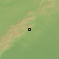 Shaded relief of the 50 km around Doľany, drawn from the GMTED2010 grid