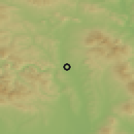 Shaded relief of the 50 km around Drienov, drawn from the GMTED2010 grid