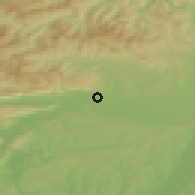 Shaded relief of the 50 km around Drienovec, drawn from the GMTED2010 grid