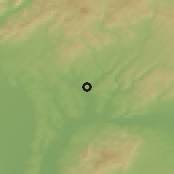 Shaded relief of the 50 km around Dudince, drawn from the GMTED2010 grid