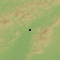 Shaded relief of the 50 km around Beckov, drawn from the GMTED2010 grid