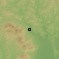 Shaded relief of the 50 km around Hlinné, drawn from the GMTED2010 grid