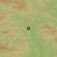 Shaded relief of the 50 km around Hôrka, drawn from the GMTED2010 grid