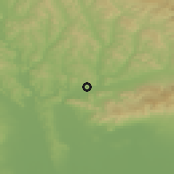 Shaded relief of the 50 km around Humenné, drawn from the GMTED2010 grid