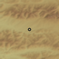 Shaded relief of the 50 km around Hybe, drawn from the GMTED2010 grid