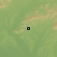 Shaded relief of the 50 km around Jelenec, drawn from the GMTED2010 grid