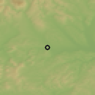 Shaded relief of the 50 km around Jesenské, drawn from the GMTED2010 grid