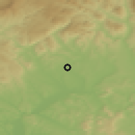 Shaded relief of the 50 km around Kalinovo, drawn from the GMTED2010 grid