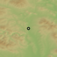 Shaded relief of the 50 km around Kendice, drawn from the GMTED2010 grid