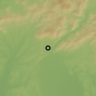 Shaded relief of the 50 km around Kozárovce, drawn from the GMTED2010 grid