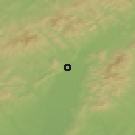 Shaded relief of the 50 km around Krajné, drawn from the GMTED2010 grid