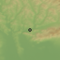 Shaded relief of the 50 km around Kráľovský Chlmec, drawn from the GMTED2010 grid