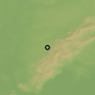 Shaded relief of the 50 km around Kuchyňa, drawn from the GMTED2010 grid