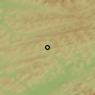 Shaded relief of the 50 km around Lazy pod Makytou, drawn from the GMTED2010 grid