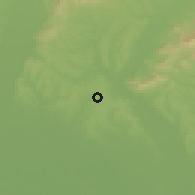 Shaded relief of the 50 km around Lehota, drawn from the GMTED2010 grid