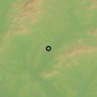 Shaded relief of the 50 km around Ludanice, drawn from the GMTED2010 grid