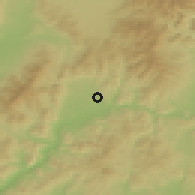 Shaded relief of the 50 km around Lutila, drawn from the GMTED2010 grid