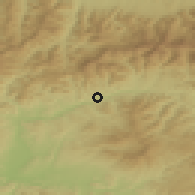 Shaded relief of the 50 km around Medzibrod, drawn from the GMTED2010 grid