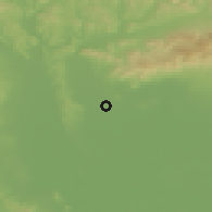Shaded relief of the 50 km around Michalovce, drawn from the GMTED2010 grid