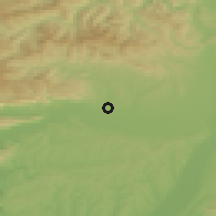Shaded relief of the 50 km around Mokrance, drawn from the GMTED2010 grid