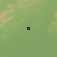 Shaded relief of the 50 km around Mostová, drawn from the GMTED2010 grid