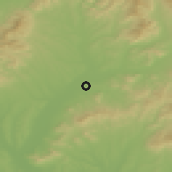 Shaded relief of the 50 km around Bošany, drawn from the GMTED2010 grid