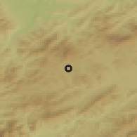 Shaded relief of the 50 km around Mútne, drawn from the GMTED2010 grid