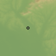 Shaded relief of the 50 km around Branč, drawn from the GMTED2010 grid