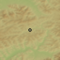 Shaded relief of the 50 km around Olešná, drawn from the GMTED2010 grid