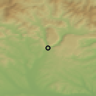 Shaded relief of the 50 km around Plešivec, drawn from the GMTED2010 grid