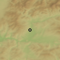 Shaded relief of the 50 km around Badín, drawn from the GMTED2010 grid