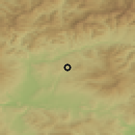 Shaded relief of the 50 km around Poniky, drawn from the GMTED2010 grid