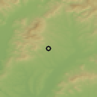 Shaded relief of the 50 km around Prašice, drawn from the GMTED2010 grid