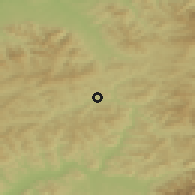 Shaded relief of the 50 km around Raková, drawn from the GMTED2010 grid