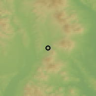 Shaded relief of the 50 km around Ruskov, drawn from the GMTED2010 grid