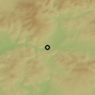 Shaded relief of the 50 km around Budča, drawn from the GMTED2010 grid