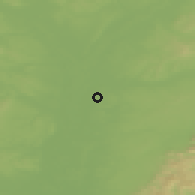 Shaded relief of the 50 km around Sekule, drawn from the GMTED2010 grid