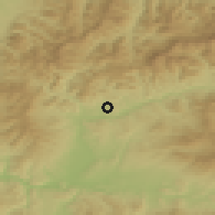 Shaded relief of the 50 km around Selce, drawn from the GMTED2010 grid