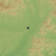 Shaded relief of the 50 km around Seňa, drawn from the GMTED2010 grid