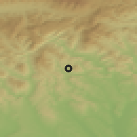 Shaded relief of the 50 km around Sirk, drawn from the GMTED2010 grid