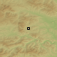 Shaded relief of the 50 km around Široké, drawn from the GMTED2010 grid
